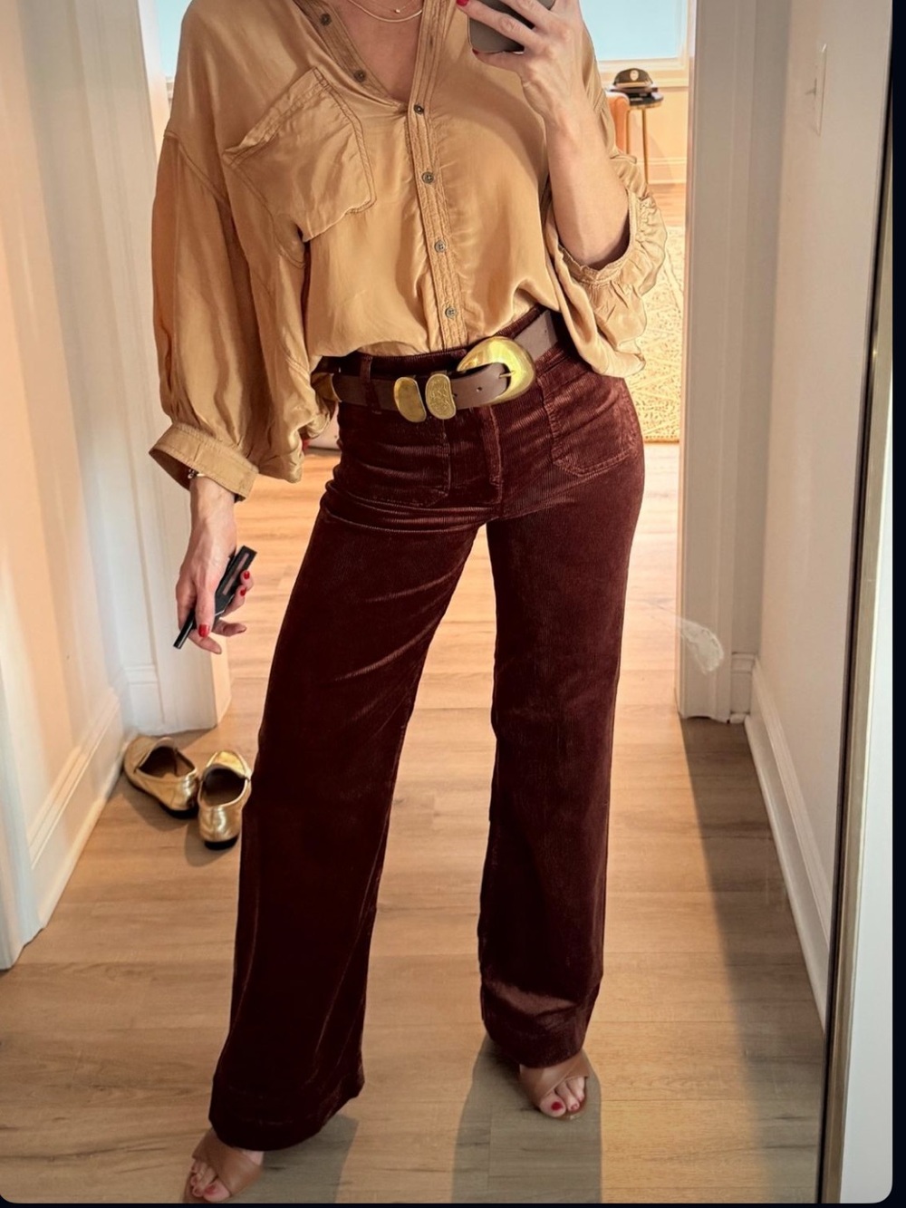 Anthropologie Viral Rust Brown Wide-Leg Corduroy Pants